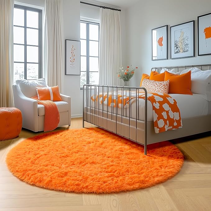 Amdrebio Orange Circle Round Rug 6Ft - Image 7