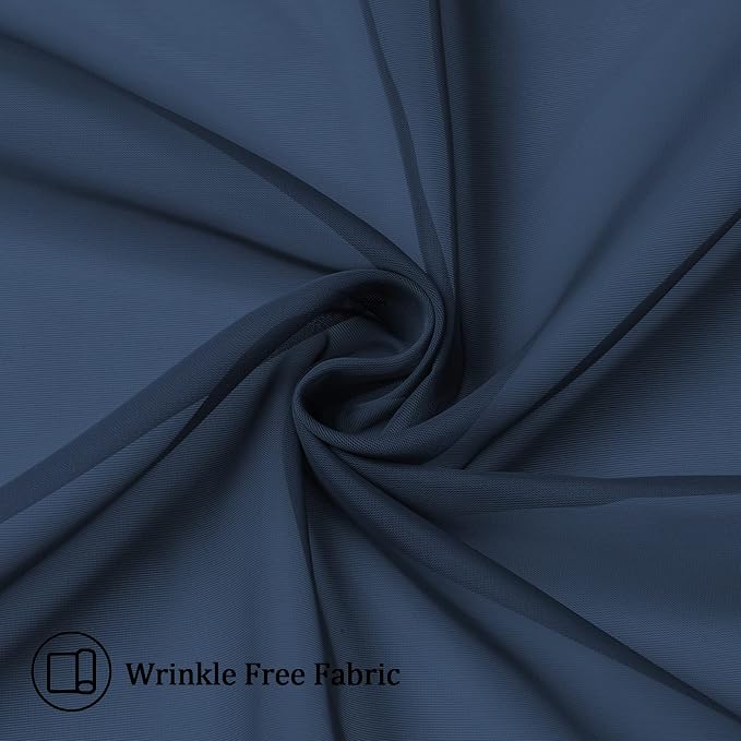 Aiyufeng 2 Panels Navy Blue Sheer Valance 14 Inches Long, Short Sheer Curtain - Image 3