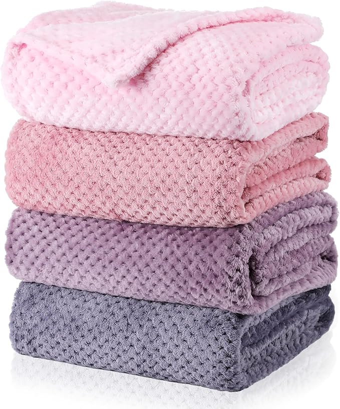 Newwiee 4 Pcs Flanne Fleece Throw Blanket by Newwiee