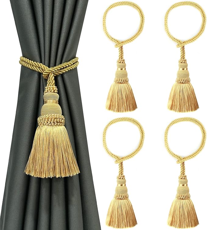 Fenghuangwu 4 Pack Curtain Tie Backs Rope Tassels by fenghuangwu