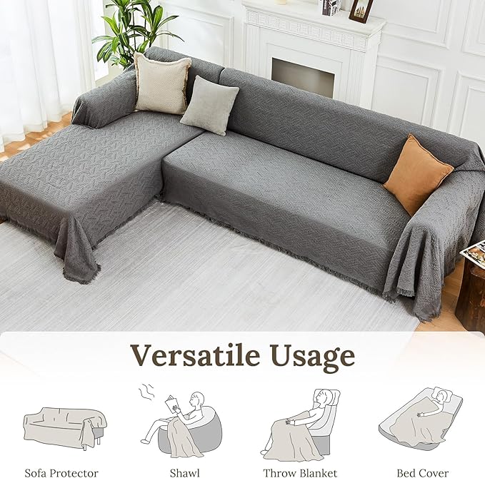 HOMERILLA Sectional Couch Covers 2 Pieces L Shaped Sofa Cover - Image 5