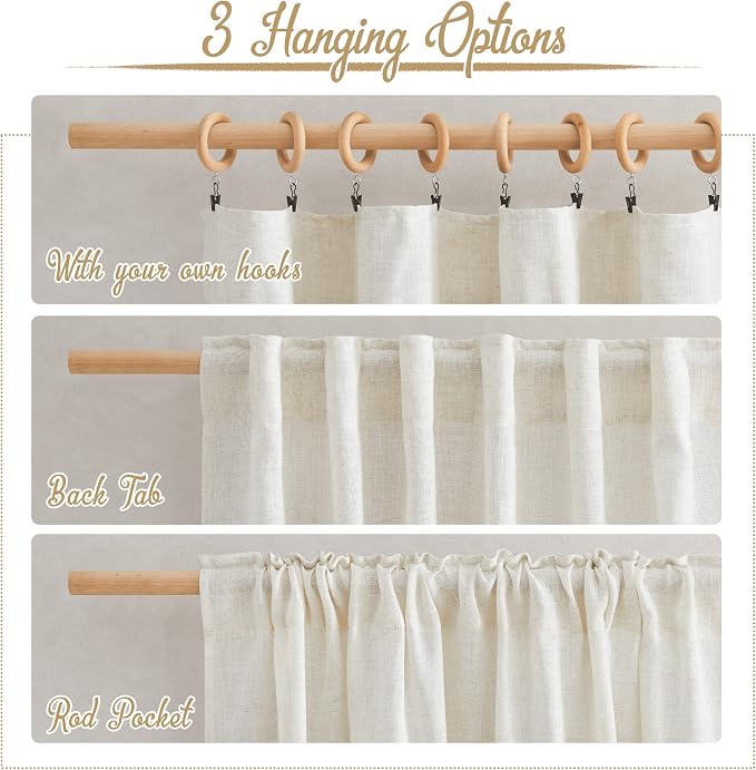NICETOWN Natural Linen Room Divider Curtains - Image 2