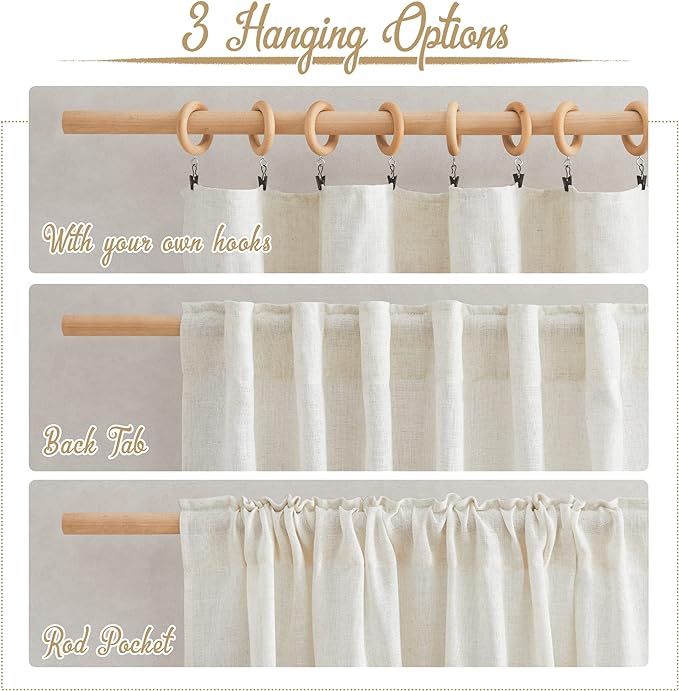 NICETOWN 120 inch Curtains Linen Blend - Image 4