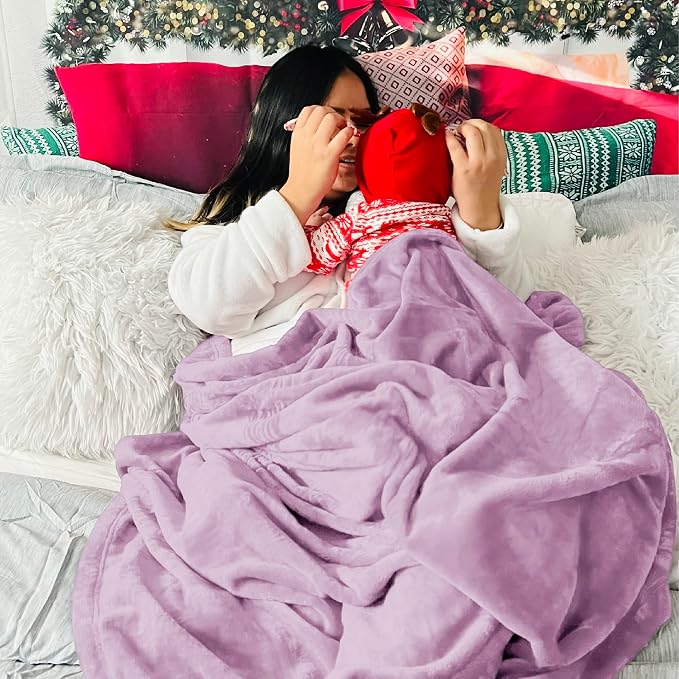 Bedsure GentleSoft Fleece Throw XL Blanket Light Purple - Image 5