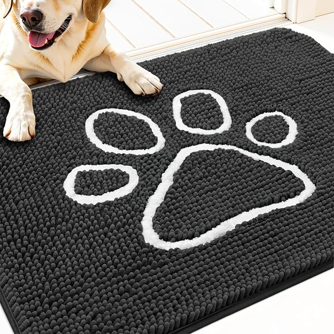 OLANLY Dog Door Mat for Muddy Paws 32x20, Paw Print Design, Absorbs Moisture by OLANLY