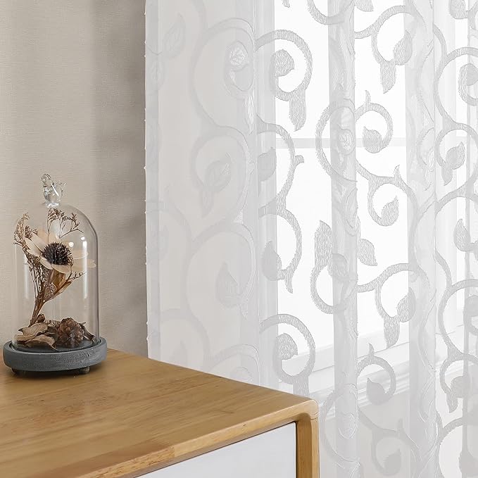 OWENIE Furman Sheer White Curtains 90 inches Long - Image 6
