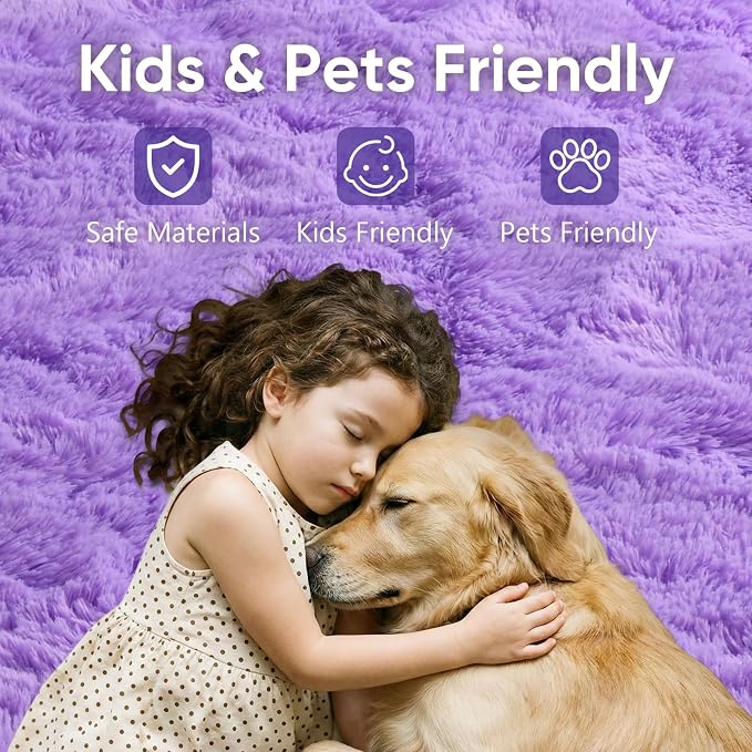 4'x5'3'' Purple Fluffy Soft Area Rug Non-Slip - Image 7