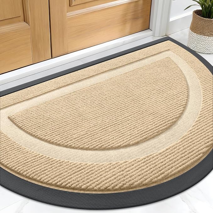 OLANLY Half Circle Door Mat Indoor Outdoor Entrance Welcome, Waterproof by OLANLY