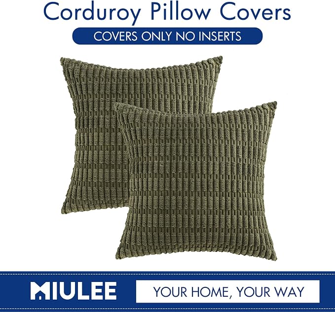 MIULEE Pack of 2 Spring Corduroy Decorative Throw Pillow Covers 20x20 Inch Soft - Image 6