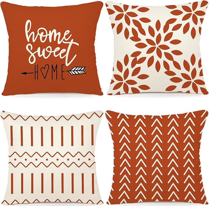 YCOLL Fall Pillow Covers 18x18 Set of 4, Modern Sofa Throw Pillow Cover by PillowCoversExpert