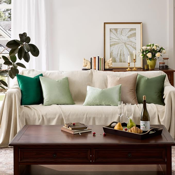 GIGIZAZA Sage Green Pillow Covers 16x16 Throw Pillows Velvet Decorative Sofa - Image 6
