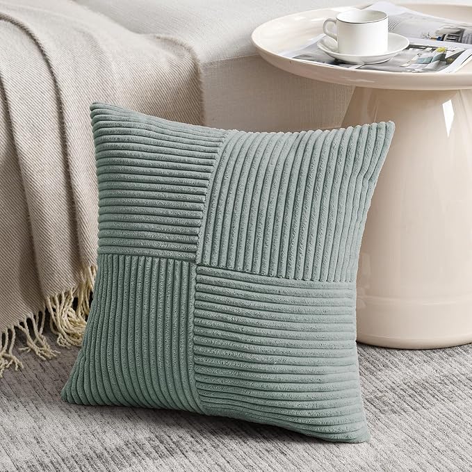 Fancy Homi 2 Packs Grey Blue Euro Decorative Throw Pillow Covers 28x28 Inch - Image 2