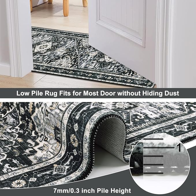 Yamaziot Washable Runner Rug, 2x8 Non-Slip Boho Vintage Hallway Rug Runner - Image 4
