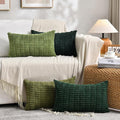 Fancy Homi Set of 4 Green Lumbar Rectangle Decorative Throw Pillow Covers 12x20 by Fancy+Homi