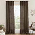 LAMIT Dark Brown Linen Boho Curtains 84 inch Length 2 Panels, Light Filtering by LAMIT