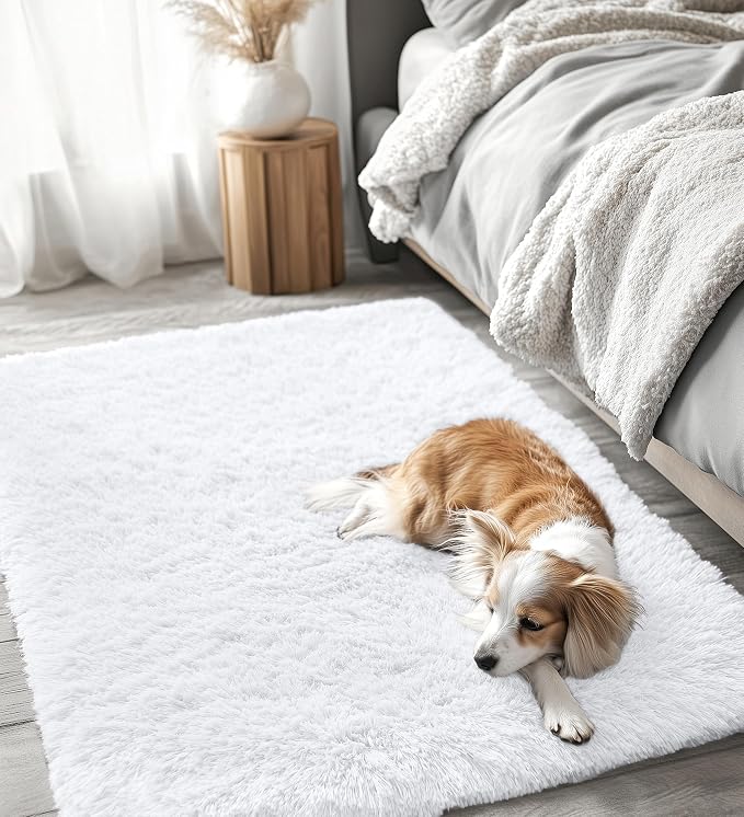 OLANLY 2x3 Machine Washable Small Bedside Rug, Soft Fluffy Shaggy Entryway - Image 3