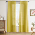 Nanspring Celery Yellow Linen Curtains 84 Inch Length 2 Panels Set by Nanspring