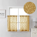 Lecloud Leia Dark Gold Sheer Kitchen Curtains 24 Inch Length 2 Pcs, Jacquard by Lecloud
