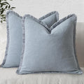 MIULEE Decorative Throw Pillow Covers Neutral Linen Fringe Throw Pillows Set of by MIULEE
