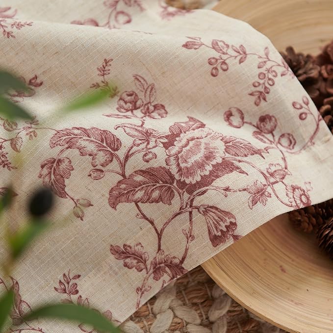 jinchan Amlie Floral Linen Valance Curtain Farmhouse Kitchen Valance - Image 7