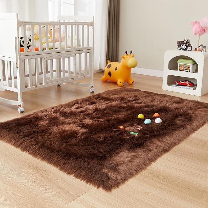 EasyJoy Ultra Soft Fluffy Shaggy Area Rug Faux Fur Rug Chair Cover Seat Pad - Image 6