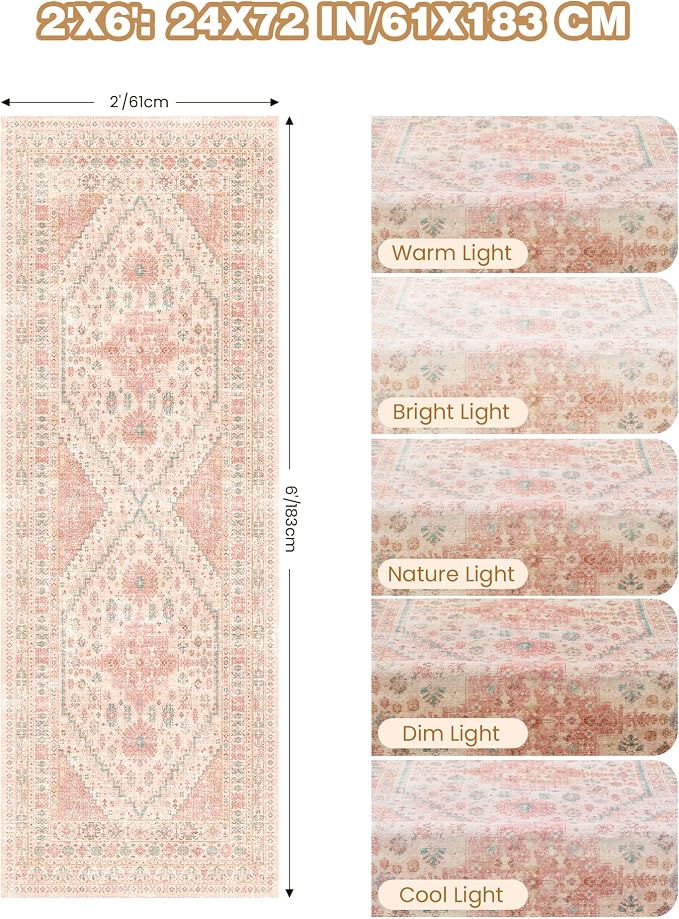 Runner Rug 2x6, Non Slip Washable Rugs - Image 2