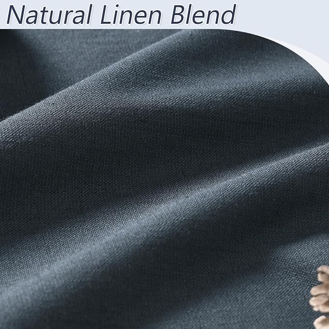 Guken 100% Blackout Linen Curtains 96 Inch Length 2 Panels Set - Image 3