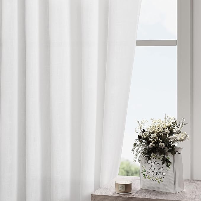 Nanspring White Semi Sheer Linen Textured Valances - Image 4