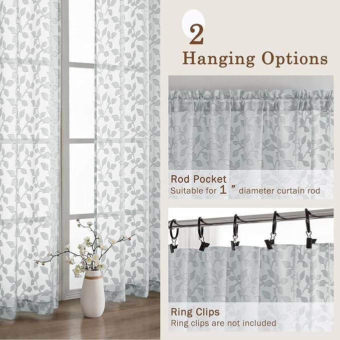 Chyhomenyc Light Grey Sheer Curtains 72 Inches Long 2 Panels Set, Light - Image 7