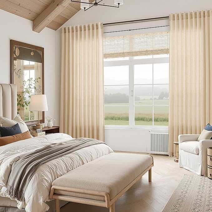 Nanspring Tan Linen Curtains 63 Inches Long - Image 7