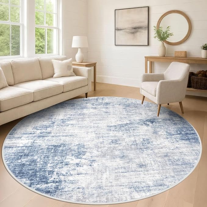 IOHOUZE Abstract Round Area Rug 8 Ft Washable Circle Rugs Large Round Rug Non by iOhouze