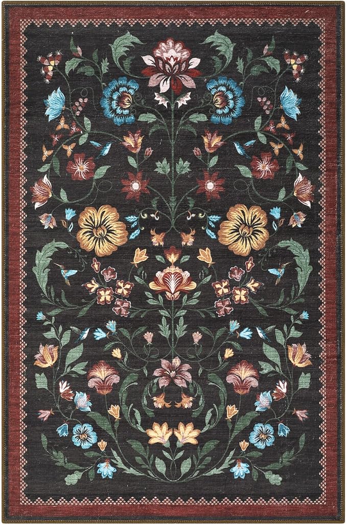 GarveeHome Floral Rug for Entryway 2x3 Rugs Machine Washable Boho Small Area - Image 4