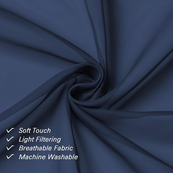 Lecloud Navy Blue Sheer Valances - Image 5
