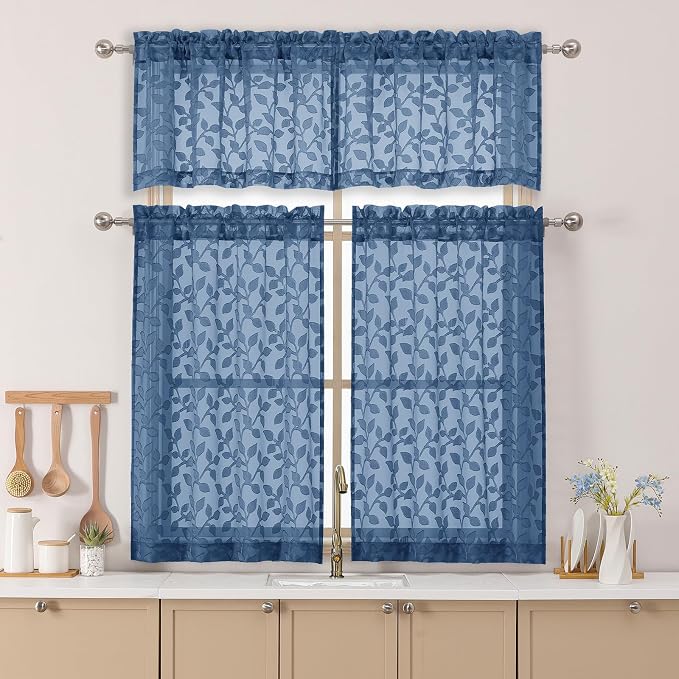 Chyhomenyc Dusty Blue Sheer Valances - Image 2
