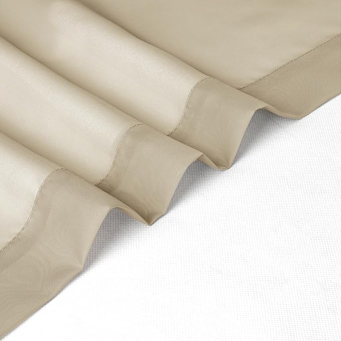 Chyhomenyc Taupe Sheer Curtains 30 inch Length 2 Panels, Light Filtering Voile - Image 9