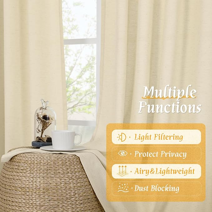 LAMIT Beige Linen Curtains 84 inches - Image 9