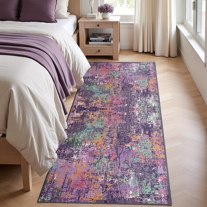 Washable Area Rugs 2'x6' Non-Slip Modern Abstract Soft - Image 2