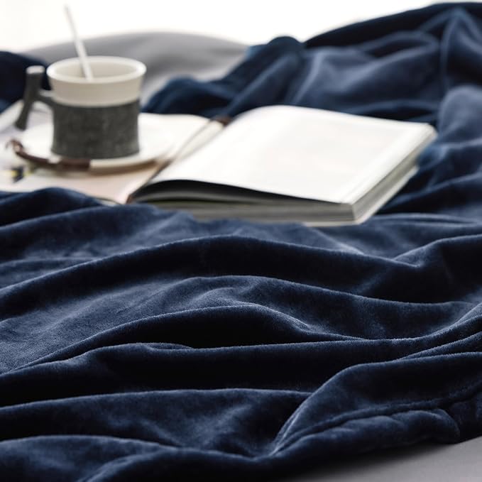 Bedsure GentleSoft Fleece Bed Blankets Full Size Navy - Image 5