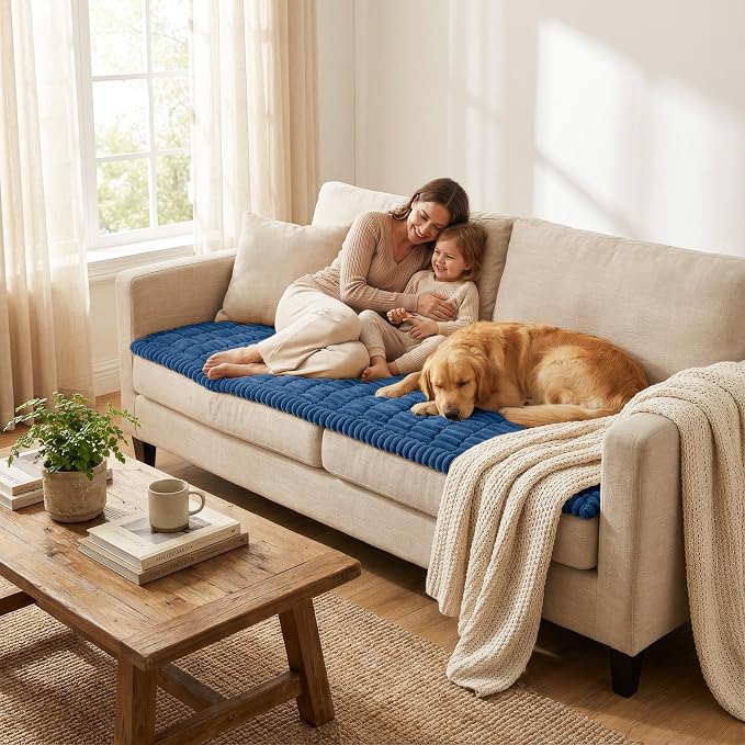 Smiry Couch Cover for Dogs Washable, Non Slip Fuzzy Pet Couch Covers for 3 - Image 5