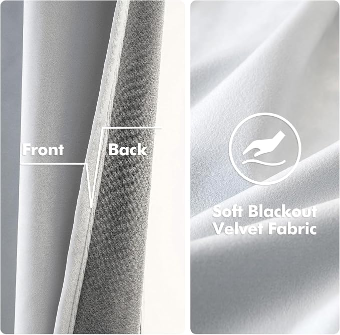 MIULEE 2 Pieces Greyish White Velvet Curtains Exquisite & Elegant Grommet - Image 3