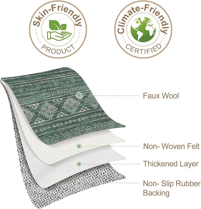 Nakagishi Green Rug Area Rugs 5x7: Washable Boho Large Neutral Modern Soft - Image 8