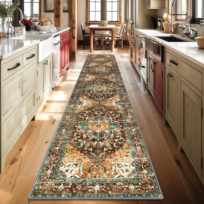Yamaziot Washable Runner Rug, 2x10 Non-Slip Boho Vintage Hallway Rug Runner - Image 6