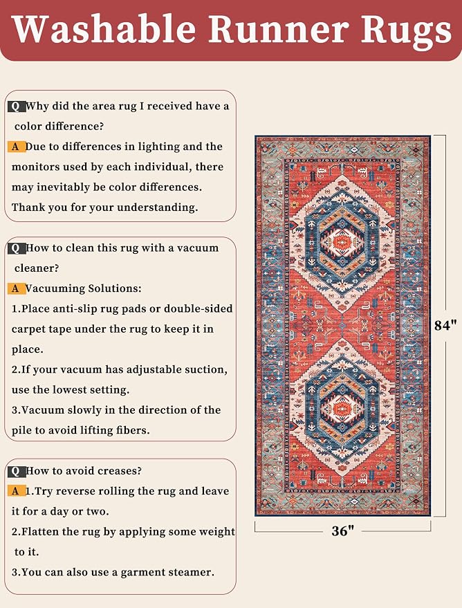 SERISSA Boho Kitchen Runner Rug, 3x7 Washable Non-Slip Runner Rug - Image 6