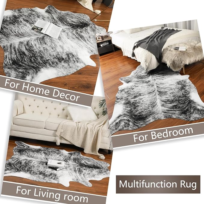 AROGAN Western Decor Faux Fur Cowhide Rug, 4.6 x 5.2 Feet Premium Animal Skin - Image 7