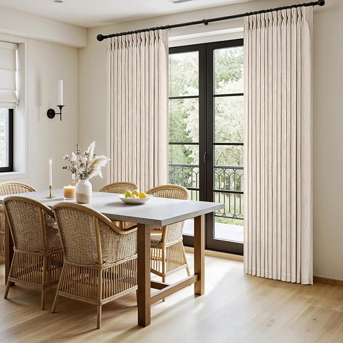 MIULEE Pinch Pleated Thick Linen Curtains 108 Inches Length 2 Panels - Image 3