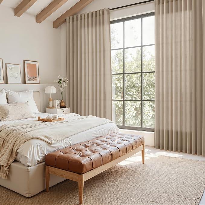 Sepia Beige Linen Curtains 102 Inches Long - Image 7