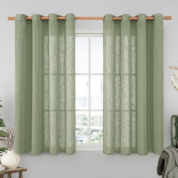LAMIT Small Linen Curtains 2 Panels Set by LAMIT