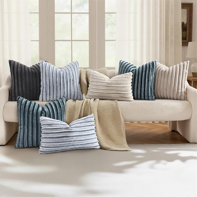 decorUhome Cozy Faux Fur Throw Pillow Covers 12x20 Set of 2 Decorative Soft - Image 5