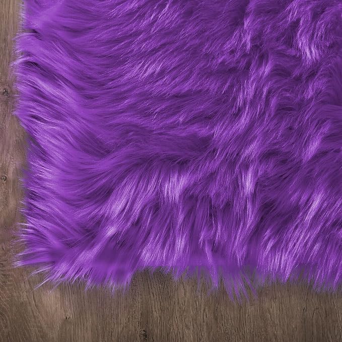 Latepis Fluffy Rug for Bedroom 2x4 Purple Shag Rugs Washable Faux Fur Sheepskin - Image 6