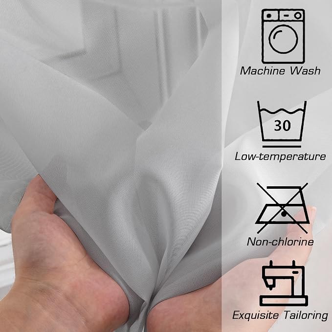 OWENIE Light Grey Sheer Curtains 84 inches Long 2 Panels Set - Image 5